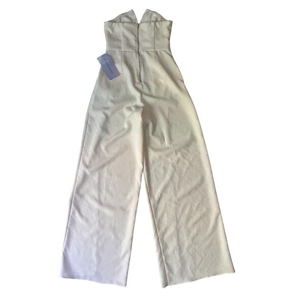 NWT  Luxxel White Bustier Split Leg Formal Jumpsuit Dress Small - Picture 5 of 8